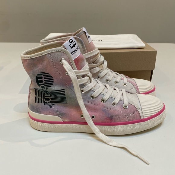 Isabel Marant Benkeen Sneaker in Celadon/Pink sz 40FR New in Box - Picture 3 of 8